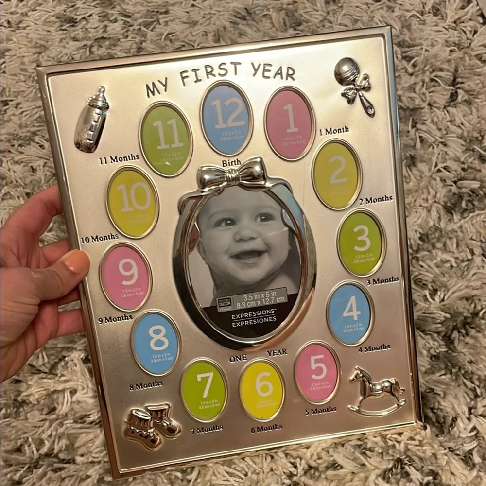 Silver My First Year Baby Photo Frame
